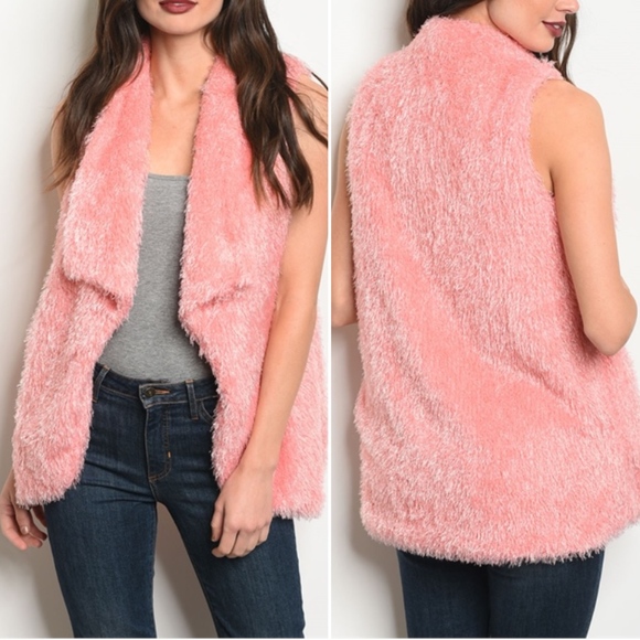 FAUX FUR PINK SHAGGY VEST! UNIQUE ITEM! - Picture 2 of 3